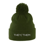 They Them Pronouns Pom Pom Beanie | Green | Rainbow & Co