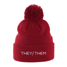 Load image into Gallery viewer, They Them Pronouns Beanie | Red | Rainbow &amp; Co