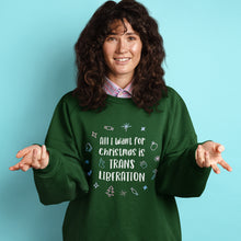 Load image into Gallery viewer, Trans Liberation Christmas Sweater | Green