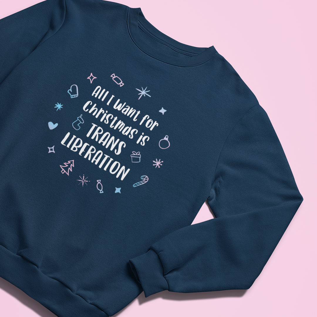 Trans Liberation Christmas Sweatshirt | Navy