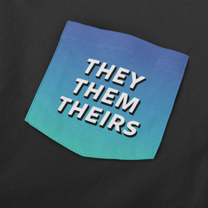 They Them Pronouns Pocket Shirt | Blue | Rainbow & Co
