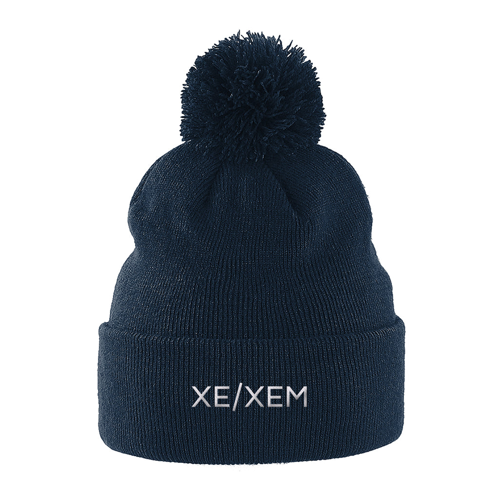 Xe Xem Pronouns Pom Pom Beanie | Navy | Rainbow & Co