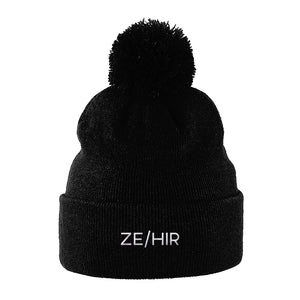 Ze Hir Pronouns Beanie Hat | Black | Rainbow & Co