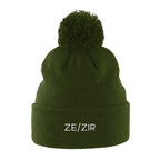 Ze Zir Pronouns Pom Pom Beanie | Green | Rainbow & Co