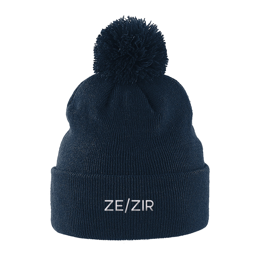 Ze Zir Pronouns Beanie | Navy | Rainbow & Co