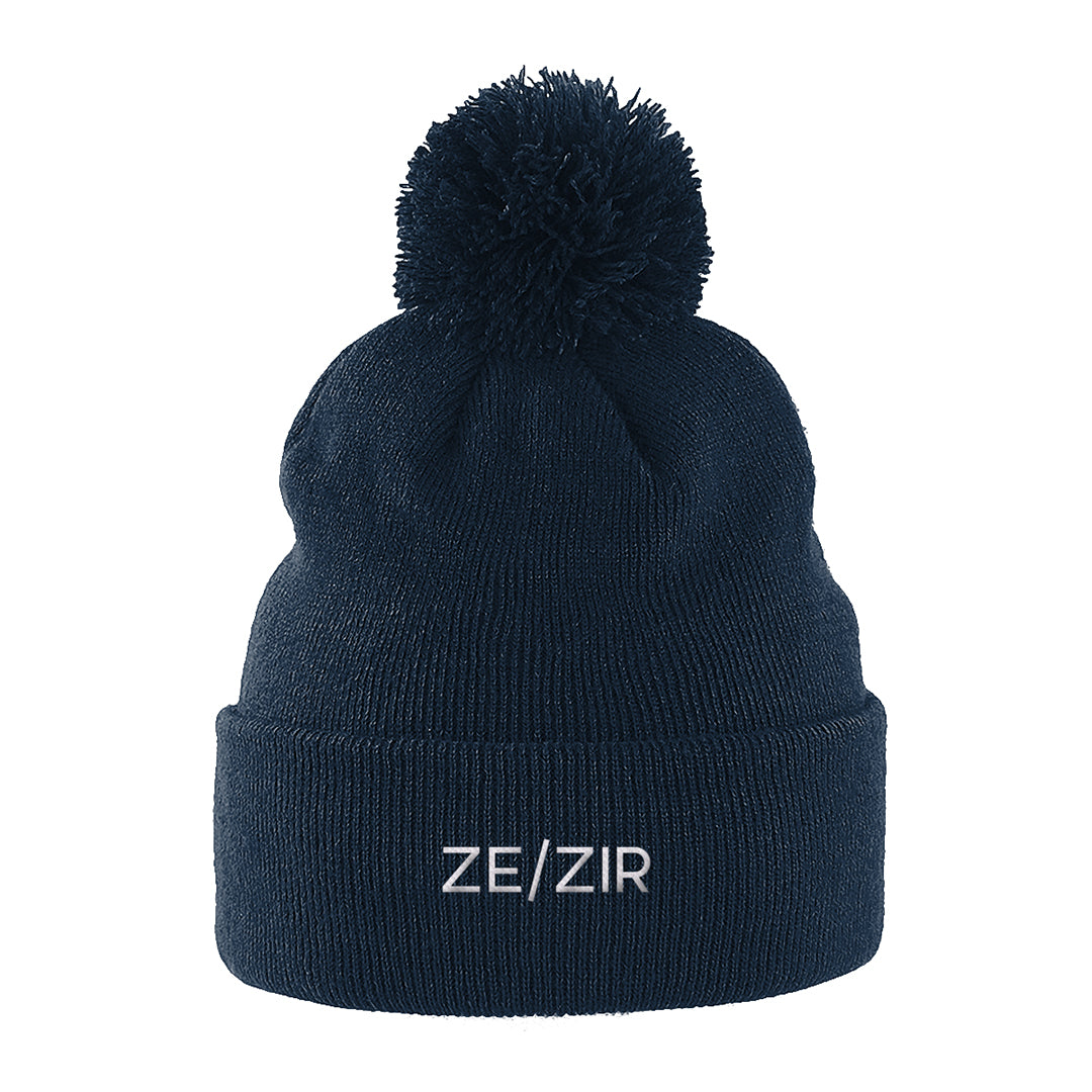 Ze Zir Pronouns Beanie | Navy | Rainbow & Co