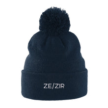 Load image into Gallery viewer, Ze Zir Pronouns Beanie | Navy | Rainbow &amp; Co