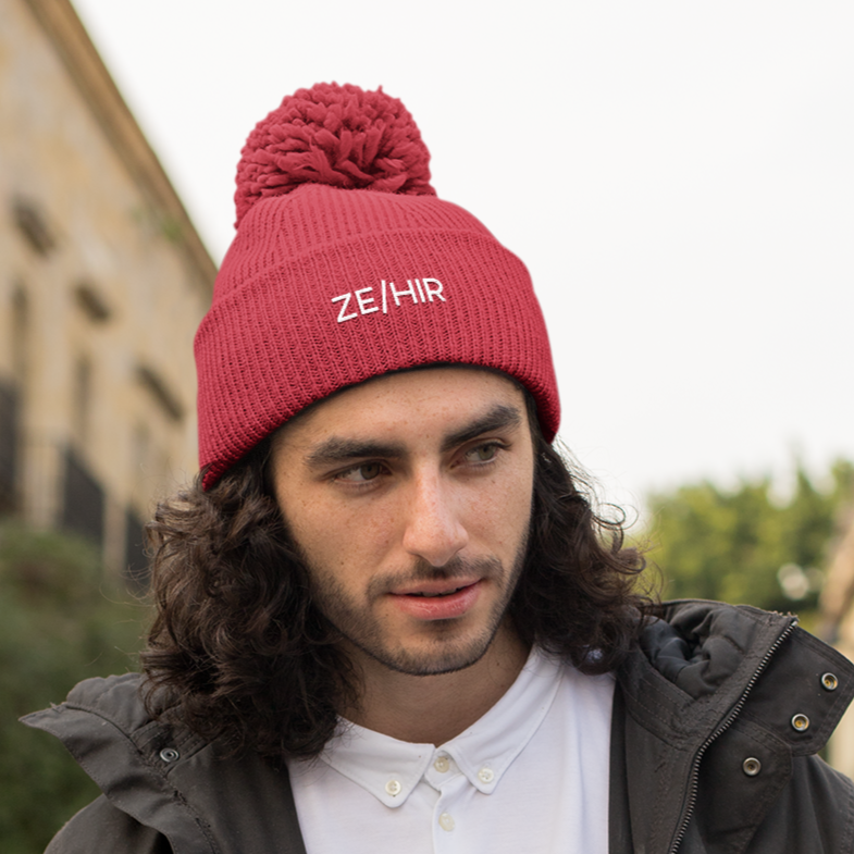 Ze Hir Pronoun Beanie Hat | Rainbow & Co