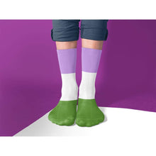 Load image into Gallery viewer, Genderqueer Pride Flag Tube Socks | Rainbow &amp; Co