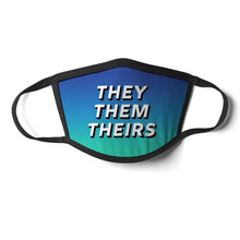 Load image into Gallery viewer, They Them Pronoun Face Mask in Blue/Green.