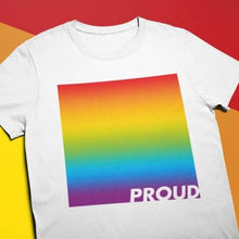 Load image into Gallery viewer, Proud LGBTQ+ Rainbow Flag T Shirt | Rainbow &amp; Co